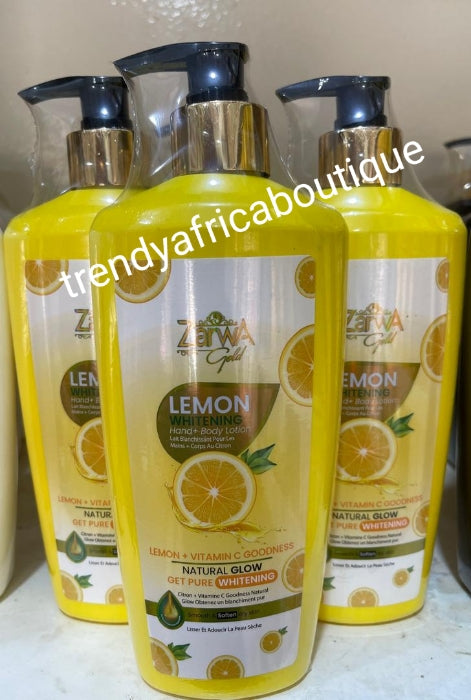 Another Bangar!! Zarwa Gold lemon whitening + vitamins C Goodness natural glow. Anti stretch marks, anti green veins, anti dark spots. Give you pure whitening undertone 400ml x 1. Super effective body lotion