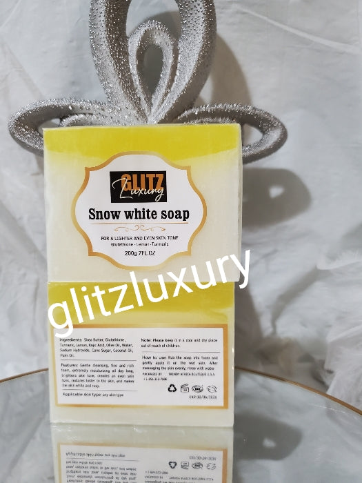 New product alert: Glitz luxury SNOW WHITE anti-aging snow white kojic soap skin lightening and EVEN COMPLEXION for face & body. FAST ACTION whitening. Anti spots, wrinkles. 200gx 1