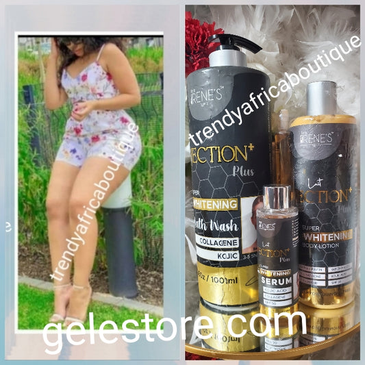 3pcs set Tera Irene's lait injection PLUS. 7 days super whitening Serum, body lotion and shower gel set. Glutathion, kojic, collagen and witch hazel