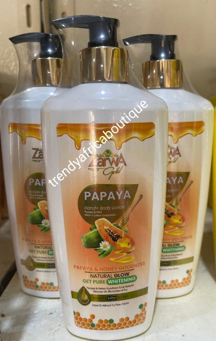 Another Bangar!! Zarwa Gold Papaya & Honey goodness Natural glow & pure whitening body lotion with Niacinamide, Papaya extracts, Licorice, natural honey & more 400ml x 1