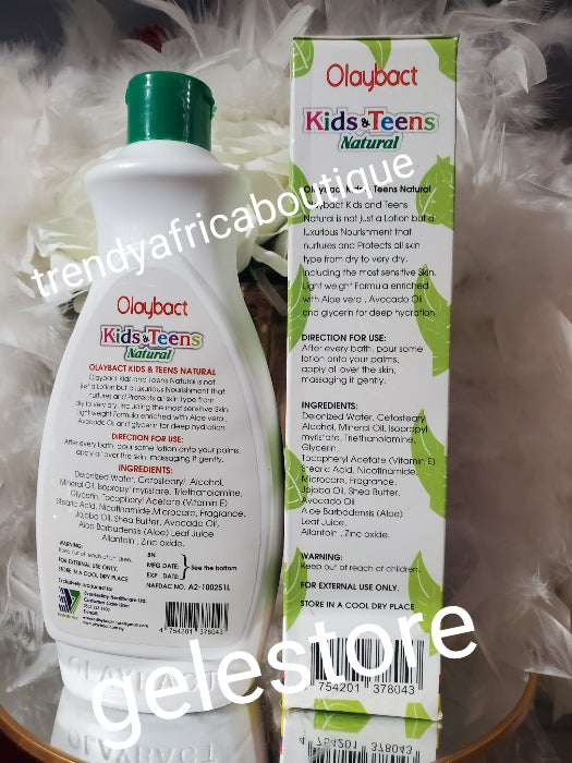 Olaybact kids & teens NATURAL. Extra nourishment with aloe vera, avocado oil, coconut oil & vit. E. 400ML X 1