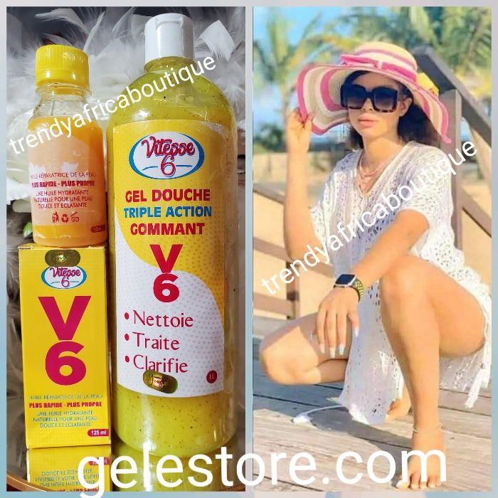 Duo Vitesse 6 : Gel Douche + Huile éclaircissante Anti-imperfections - Yous Cosmétiques - 1000ml + 125ml - Neuf