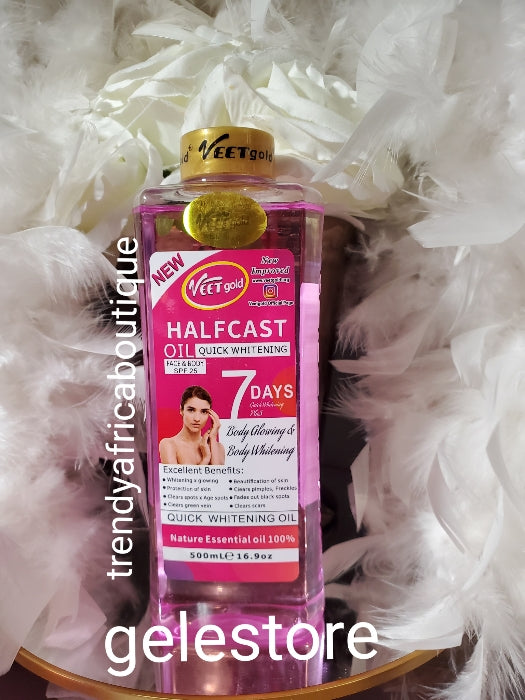 X 1 Authentic New veetgold halfcast oil. Face & body 7 days glowing & whitening, repair, anti-aging  500ml x 1.