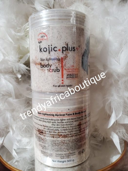 One Jar of 500g. New banga lightening scrub. kojic Plus whitening body scrub for face & body scrub for ALL skin types. Whitens & protect the skin. Anti stretch marks, dark spots