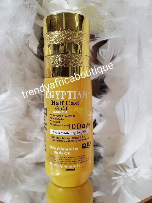 Egyptian Half cast Gold active whitening face and body oil/serum. 10 days . Spf 30. 100ml x 1. Active whitenizer oil with kojic acid & alpha arbutin