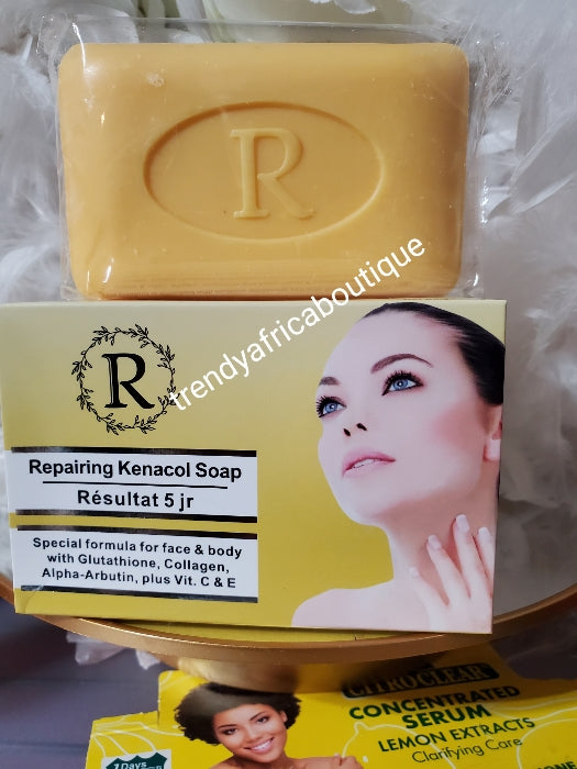 1 soap sale: Kenacol repairing whitening face & body  SOAP. Glutathion, collagen, Arbutin & whitening vitamins 👌👌100% satisfaction. Treat & eliminate scars, discolorations, stretch marks, & sun burn,