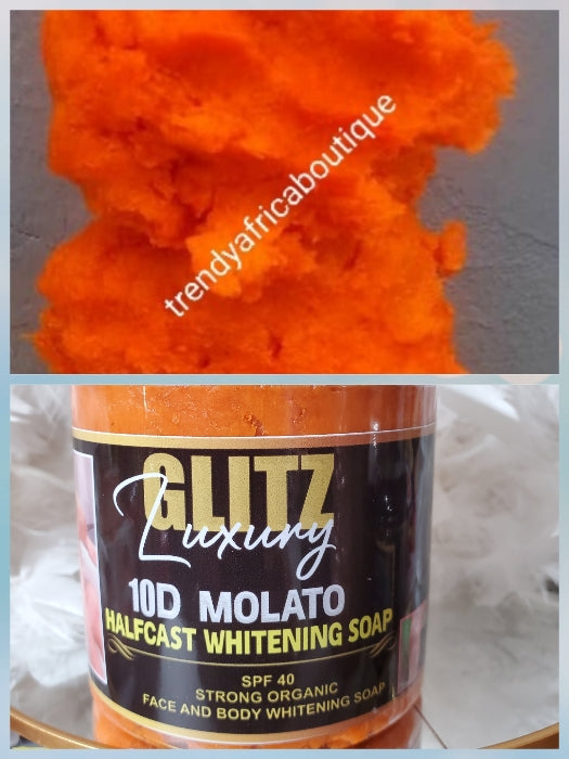 X 2 Gläser im Angebot: Oshaprapra Glitz Luxery 5D Molato Halbguss-Aufhellungs-/Behandlungs-Molato-Seifenkörper. Starke Bio-Formel. Beseitigt Knöchel, Dehnungsstreifen und mehr. 600-g-Glas x 2. 