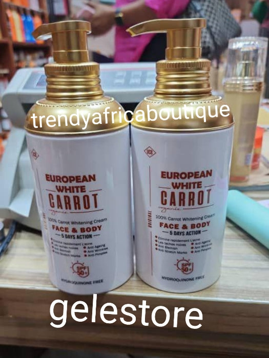 Another Bangar!! European White Carrot ORGANIC. 💯 carrot whitening body lotion for face & body. 5 Days action Body. 500ml x 1. Spf 50