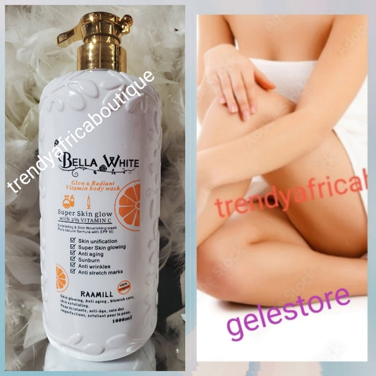 Another Bangar shower gel, Bella white glow & Radiant anti aging, & skin exfoliating whitening  & glowing shower gel with  vitamin c,k, e, gluta berry extracts 1000ml x 1