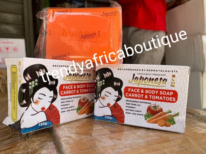 2pcs. Set: New Banga:  Japonesa Carrot body talking body lotion & carrot & tomato soap combo. Strong whitening dark spots, blemishes remover