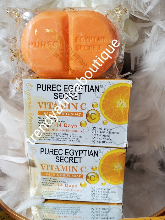 X 2 bar soap Original purec Egyptian secret face & body soap. 14 days Whitening with vitamin C, egyptian powder, filipino powder, 160g x 2