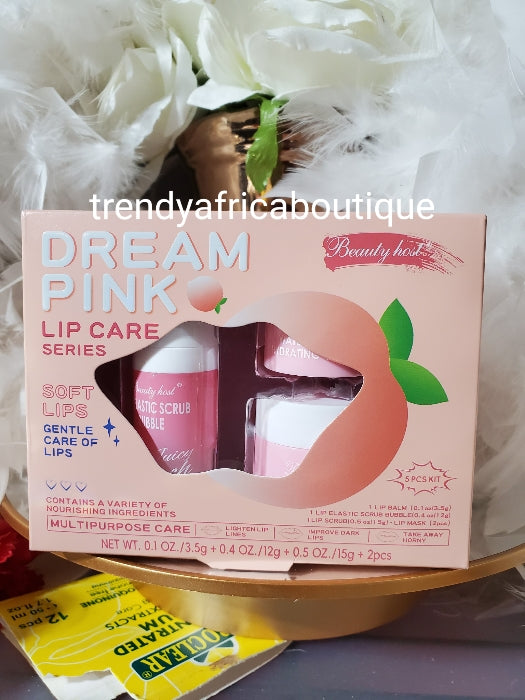 Another bangar: 5pc. Dream Pink lip Care set. Multi purpose lip care improves pink lips. 2 lip mask, 1 hydrating lip balm, 1 scrub bubble & 1 nourishing lip scrub. 5pcs kit.