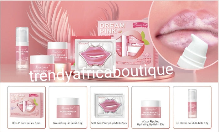 Another bangar: 5pc. Dream Pink lip Care set. Multi purpose lip care improves pink lips. 2 lip mask, 1 hydrating lip balm, 1 scrub bubble & 1 nourishing lip scrub. 5pcs kit.