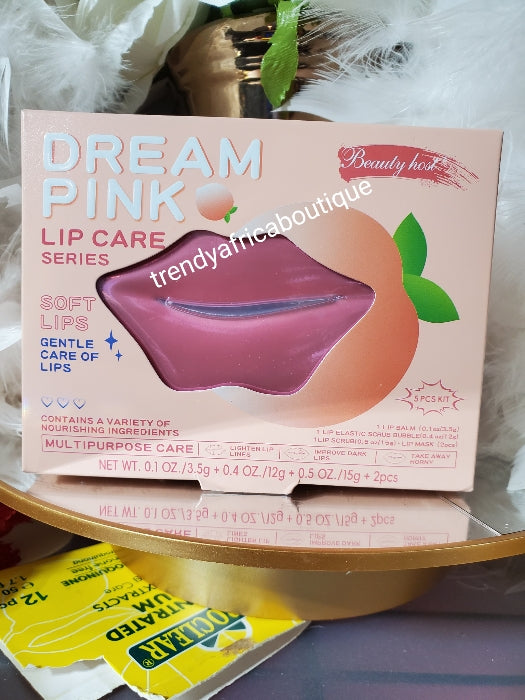 Another bangar: 5pc. Dream Pink lip Care set. Multi purpose lip care improves pink lips. 2 lip mask, 1 hydrating lip balm, 1 scrub bubble & 1 nourishing lip scrub. 5pcs kit.