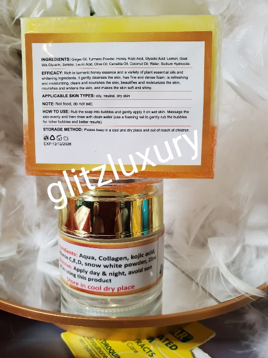 New product alert: Glitzluxury SNOW WHITE anti-aging face cream with vit. C & SPF40 & snow white rich turmeric & honey face & body soap for face & body. FAST ACTION whitening. Anti spots, wrinkles