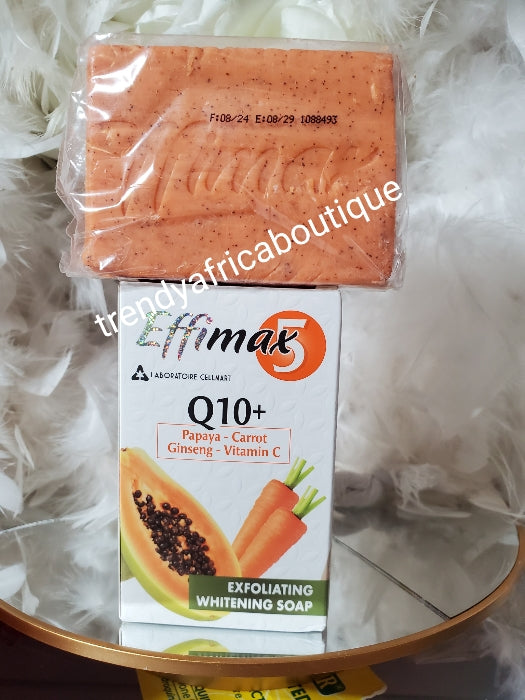 6 soap sale: New product alert! Effimax Q10+ papaya, carrot, vitamin C & ginseng whitening & exfoliating soap. Anti dark spots, anti wrinkles 190g x 6 bar soap