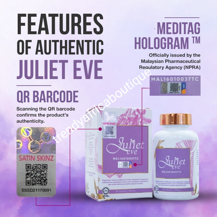 Perfect combo! 2pc duo from Satin Skinz Juliet Eve mirifica BUST UP powder supplements chocolate flavor & Juliet Eve capsules 60/bottle.  Women best friend 👌👌