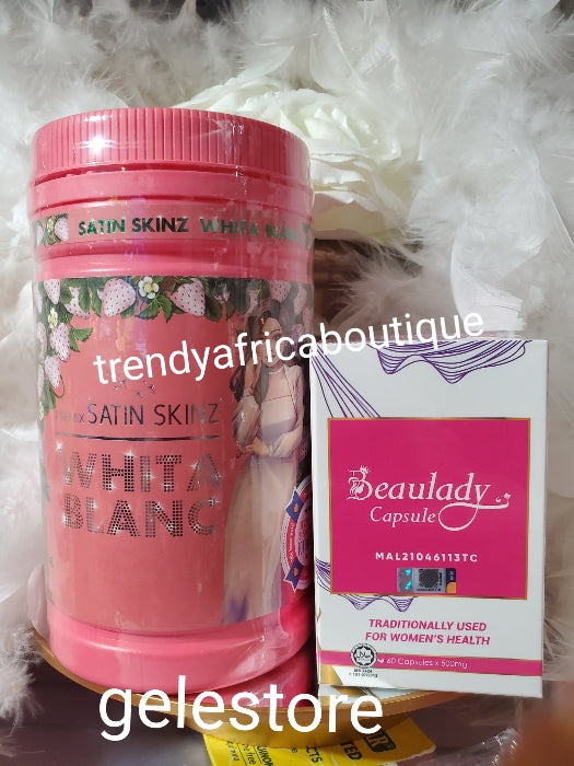 2pcs.BANGA FROM Satin Skinz. Premix Satin skinz white Blanc for skin brightening & Beaulady capsules. Nourishing Intimacy, 60 capsule in bottle. Traditionally use for women's health supplements