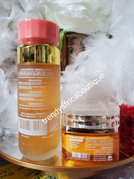 2pcs. Set: lotion peau de lune florale plus face cleanser & Peau De Lune Gluta white carrot extracts spf 50, Anti aging, anti sun burn, anti dark spots face Cream , anti ageing, anti sun burn and scars face cream with spf 50. (Copy)