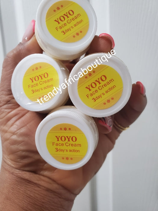 1 jar: YOYO lightening face cream 3 days action, smoothen face, reduce acne, blemishes, pimples, sun burn and more. X 1 jar