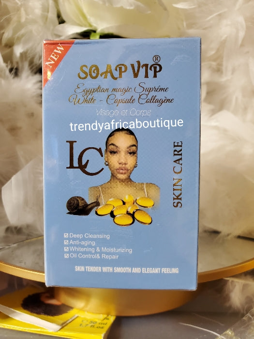 New product alert: 3pcs. Set Egyptian magic supreme white capsule collegen super whitening half cast glowing body cream, body treatment oil & soap👌