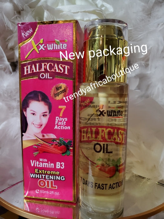 1 BOTTLE SALE: XX- white Half cast serum/oil. 7 days action with vitamin B3, glutathion, alphin, AHA. Extra whitening oil 60ml x 1 boytle sale. Anti wrinkles l, pimples, stains and scars.