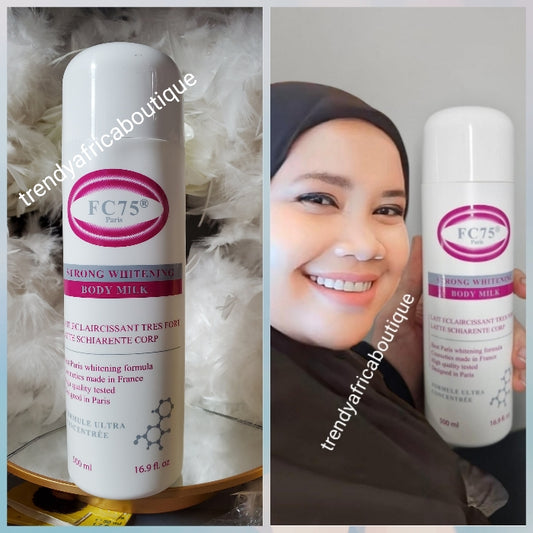 Another BANGA!! FC75 Paris 🔥👌👌👌 Strong WHITENING FRENCH formular smooth, silky, hydrating. CLEAN KNUCKLES, NO STRETCH MARKS! 500ml x 1  HYDROQUINOUN FREE.  Top class WHITENING FRENCH body LOTION