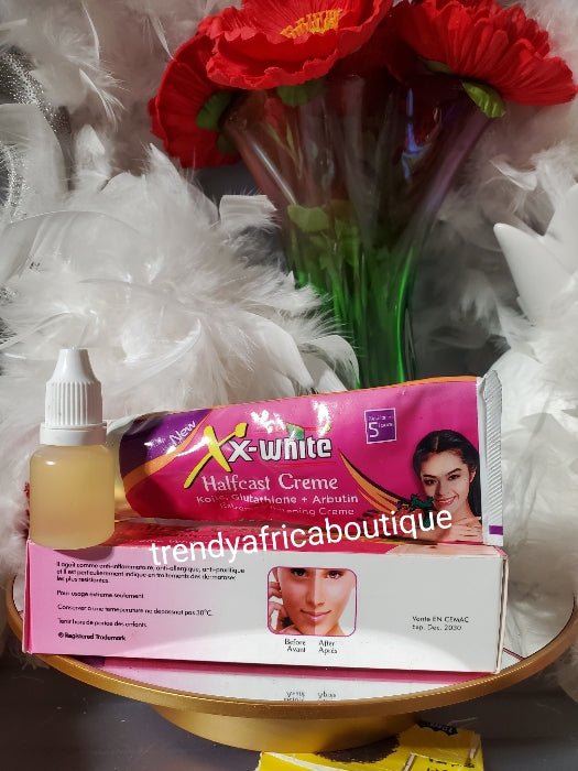 4pcs banga:  XX- white Halfcast Egyptian GOLD  whitening lotion, oil, face cream & Tube cream.  5 days action. vitamin B3, glutathion, Albutin,glutathione. Extra whitening set