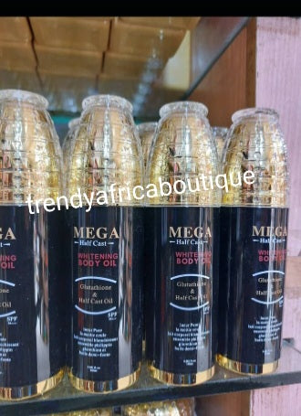 Mega Halfcast whitening body oil. 100ml x 1. Formulated with glutathion & Halfcast oil. Spf 50