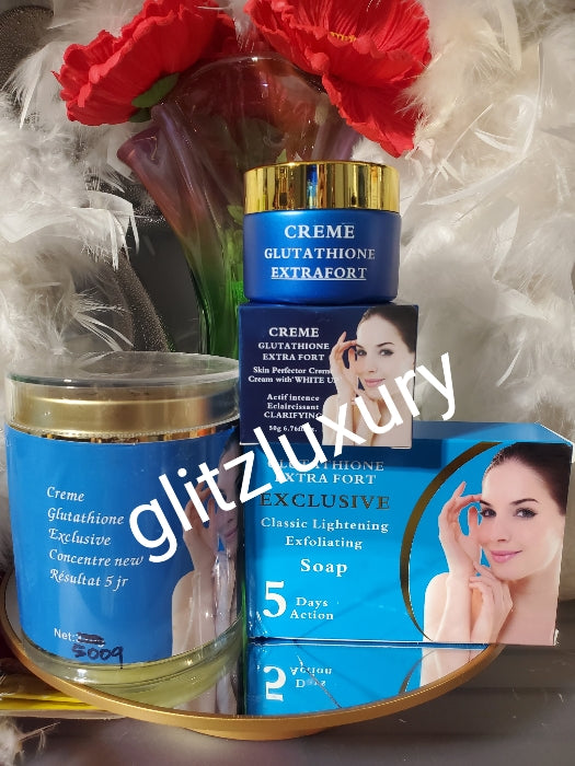 NEW PRODUCT ALERT: 3pcs. Glutathion Exclusive concentre Body creamc 5 days results, plus soap &  face cream. 👌🔥