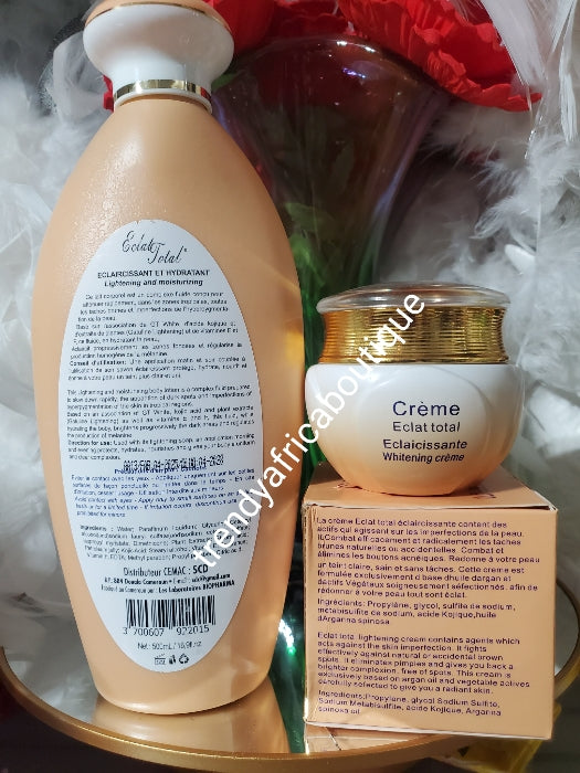 2pcs. Eclat total clarifying whitening night  face cream. 50g & eclat lightening body milk 500ml
