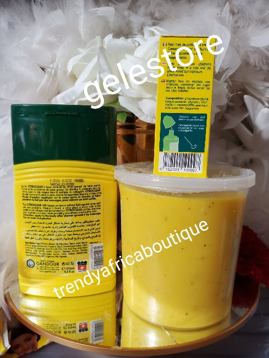 3pcs set ; 275ml Citro Clear body lotion lemon extracts clarifying care, Citroclear Concentrated serum belle vie lemon extracts clarifying soap. Rich in Vitamin C. Anti sports & discolorations. (Copy)