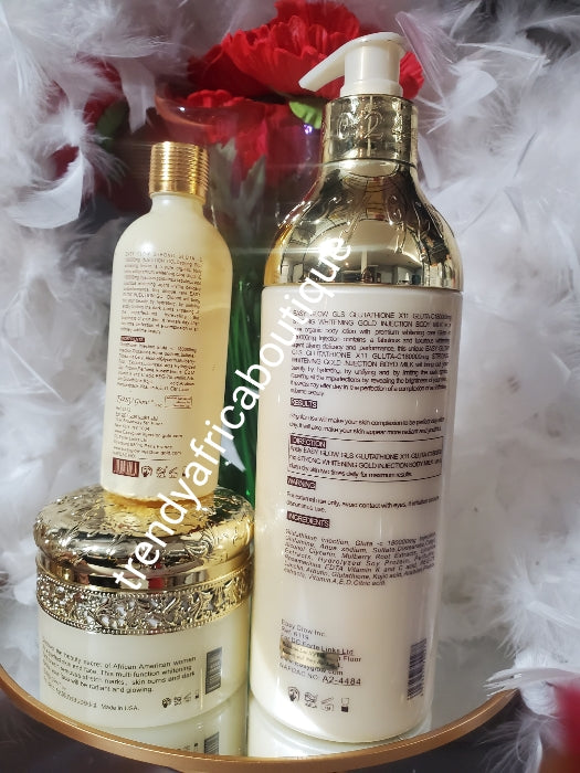 Easy Glow Gold. stark aufhellende Körperlotion 500 m und Bio-Aufhellungsserum Gluta C. Gluta C 180000 mg. Schnelle Aktion
