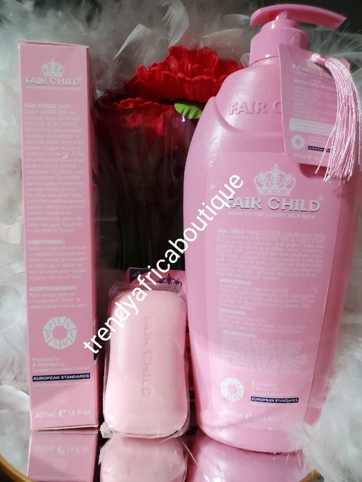 3pc set: Fair child head to toe luxury milk body lotion, soap & shower gel. baby daily moisture for newborn, infant's & toddlers. Promite healthy skin 💯