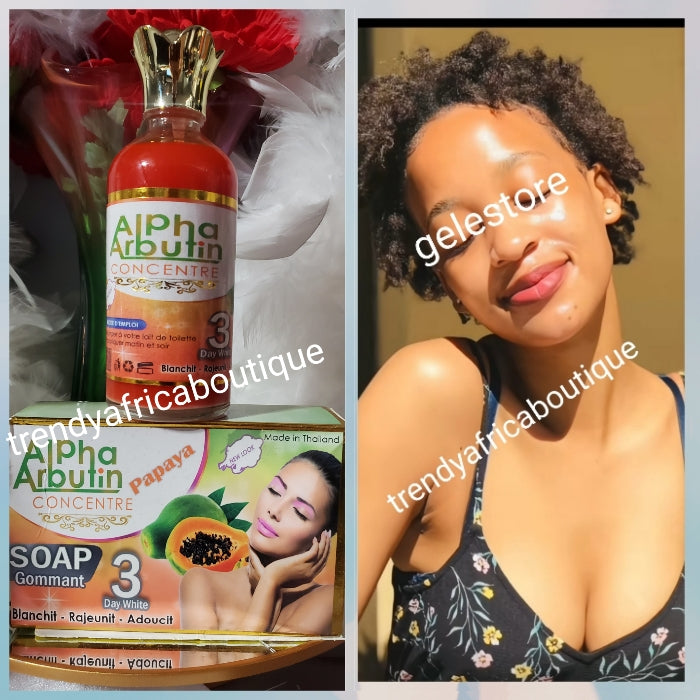 2pce. sale Alpha arbutin 3 plus papaya concentre serum 3 days WHITE & One soap. Mix into your face cream or body lotion