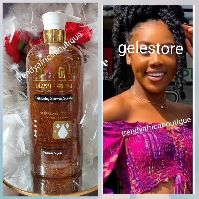 Polish 2 glow paris P2G lightening shower gel scrub. Skin rejuvenation 1000ml x 1 ALL SKIN TYPE
