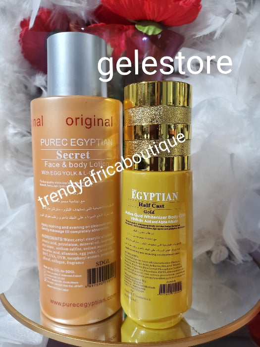 2pcs. Original Purec Egyptian secret GOLD face & body & Egyptian halfcast gold active whitening body oil.  💯 satisfaction!!