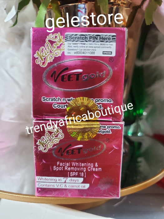 2 pcs. Sale: Veetgold facial whitening & spot removing face cream formulated with Arbutin, Vitamin A, C, carrot oil, ginseng etc. anti aging, wrinkles, black spot etc. You will love your face!! Spf 18
