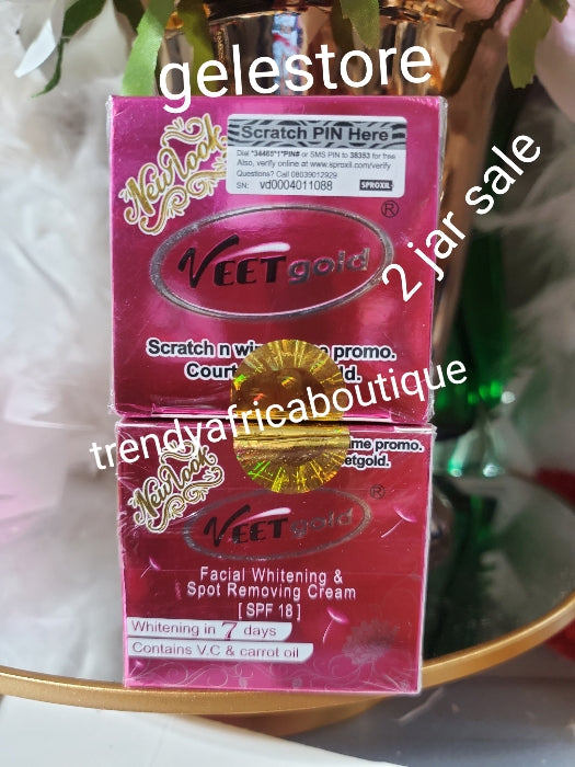 2 pcs. Sale: Veetgold facial whitening & spot removing face cream formulated with Arbutin, Vitamin A, C, carrot oil, ginseng etc. anti aging, wrinkles, black spot etc. You will love your face!! Spf 18