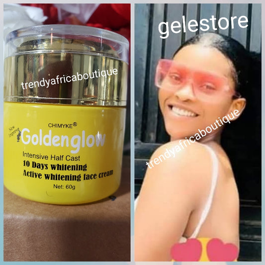 X 1 jar  Golden Glow Vitamin C Halfcast whitening face cream. Formulated with vitamin C & Turmeric oil. 50g x 1 acne treatment in 7 days.