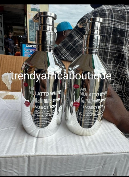 Newly Improved HB Mulatto white glutathion drip with kojic acid and glutathion skin whitening body lotion 👌 500ml x 1 spf30