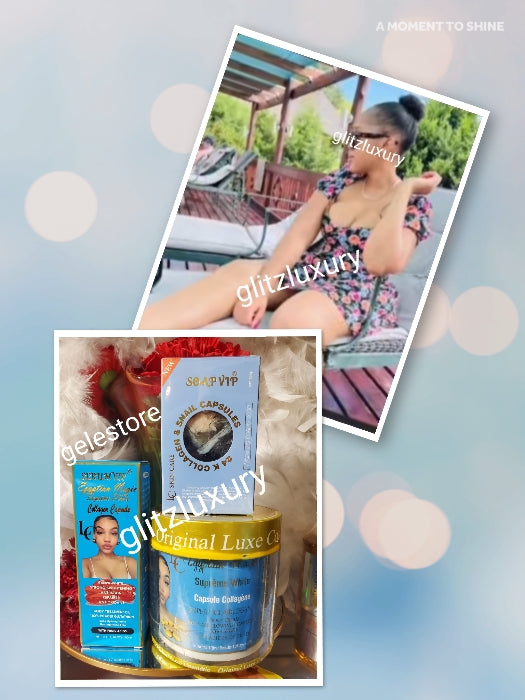 New product alert: 3pcs. Set Egyptian magic supreme white capsule collegen super whitening half cast glowing body cream, body treatment oil & soap👌