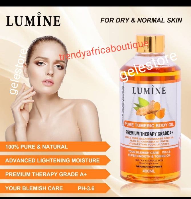 Lumine pure turmeric body oil. Premium therapy grades A+. super smooth & Toning oil. 400ml x 1