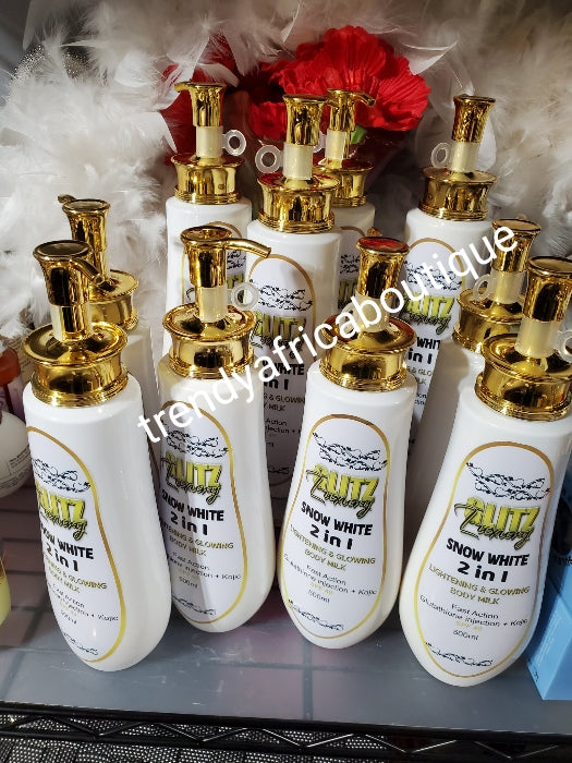 Newly improved super Luxery: Glitzluxury SNOW WHITE  2n1 anti-aging formula. Skin Repair,  Super lightening & glowing body lotion (milk) With glutathion, kojic & more. SPF 40 500mlx. Super lightening + glowing👌