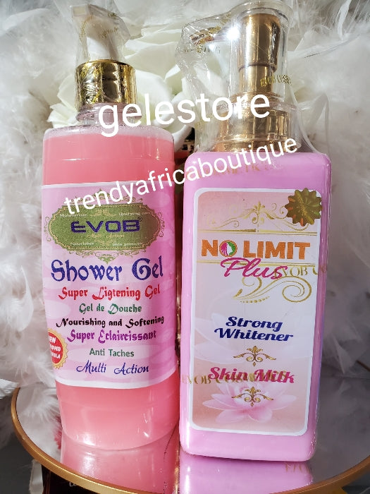 Perfect Combo: 2pcs. Set: NO LIMIT Plus strong whitening body lotion lotion & Evob muliti action shower gel 500ml. 7 days response. Soften, moisturize and whiten. price is for the set