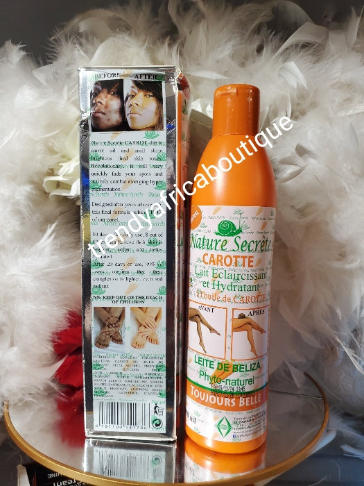 ORIGINAL Nature Secrete Carotte lightening body lotion with carrot oil & snail slime 350ml x 1 bottle. Even & Radiant complexion serum & soap. skin lightening & GLOWING oil,Hydroquinone free. (Copy)