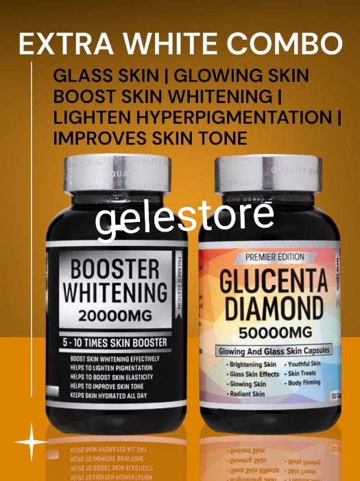 3pcs Combo: GLUCENTA DIAMOND, BOOSTER whitening supplements. Premier edition & 1 pack of Frozen collagen Skin Whitening, glowing and brightening.