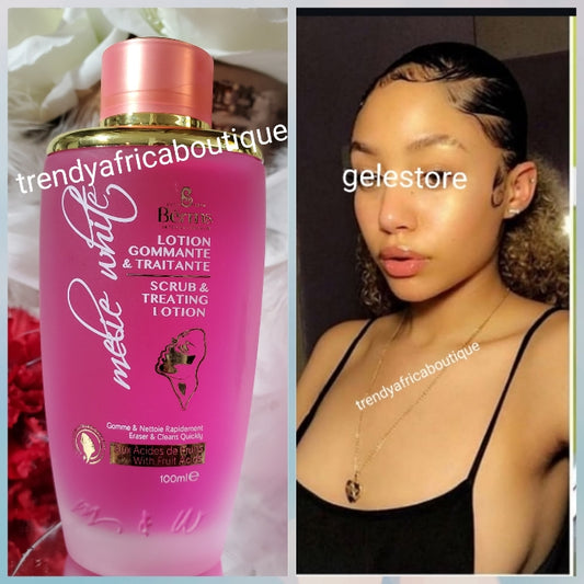 Melie White exfoliating & treatment face lotion (cleanser) rapid eraser of tough stains & spots, 100ml bottle. Deep face and neck cleanser