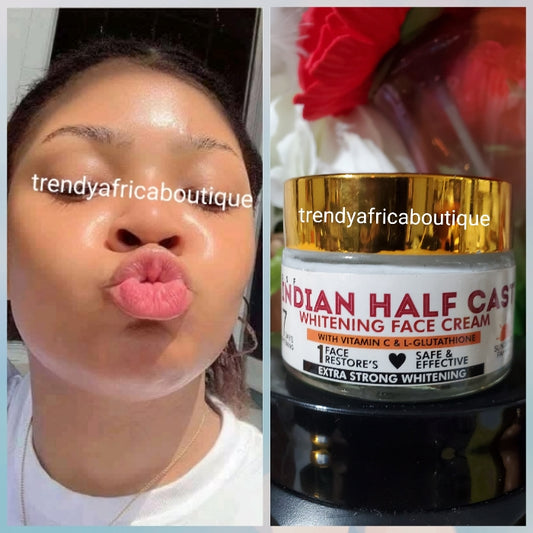 INDIAN HALFCAST Whitening face cream.with vit. C & L-Glutathion Safe & effective.  Extra Strength whitening with spf 30. X 1