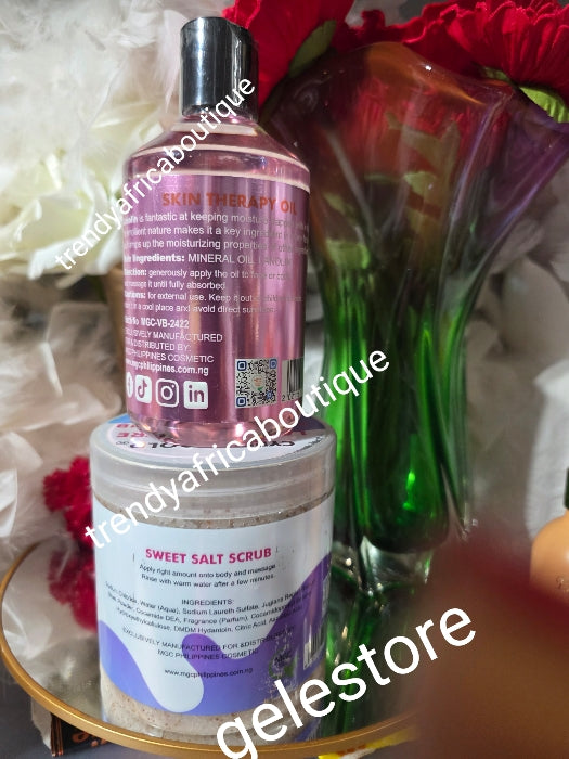 2pcs. Cyprus-Gold whitening vitamin C Goat milk exfoliating scrub & skin therapy oil multi action with vitamin B3 face & body oil